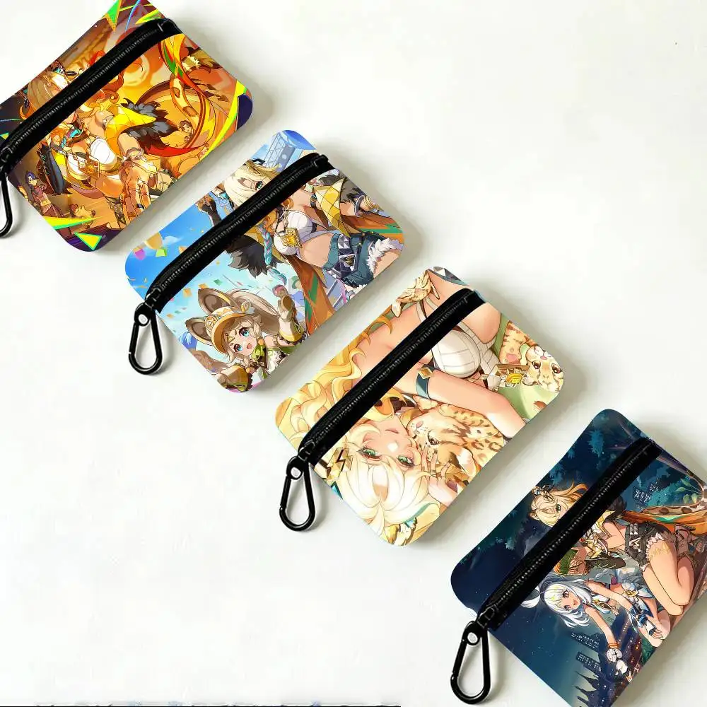Xilonen Anime Game Genshin Impact Oxford Fabric Wallet With Zipper Hanging Multifunctional Bag For Credit Cards Keys Coins