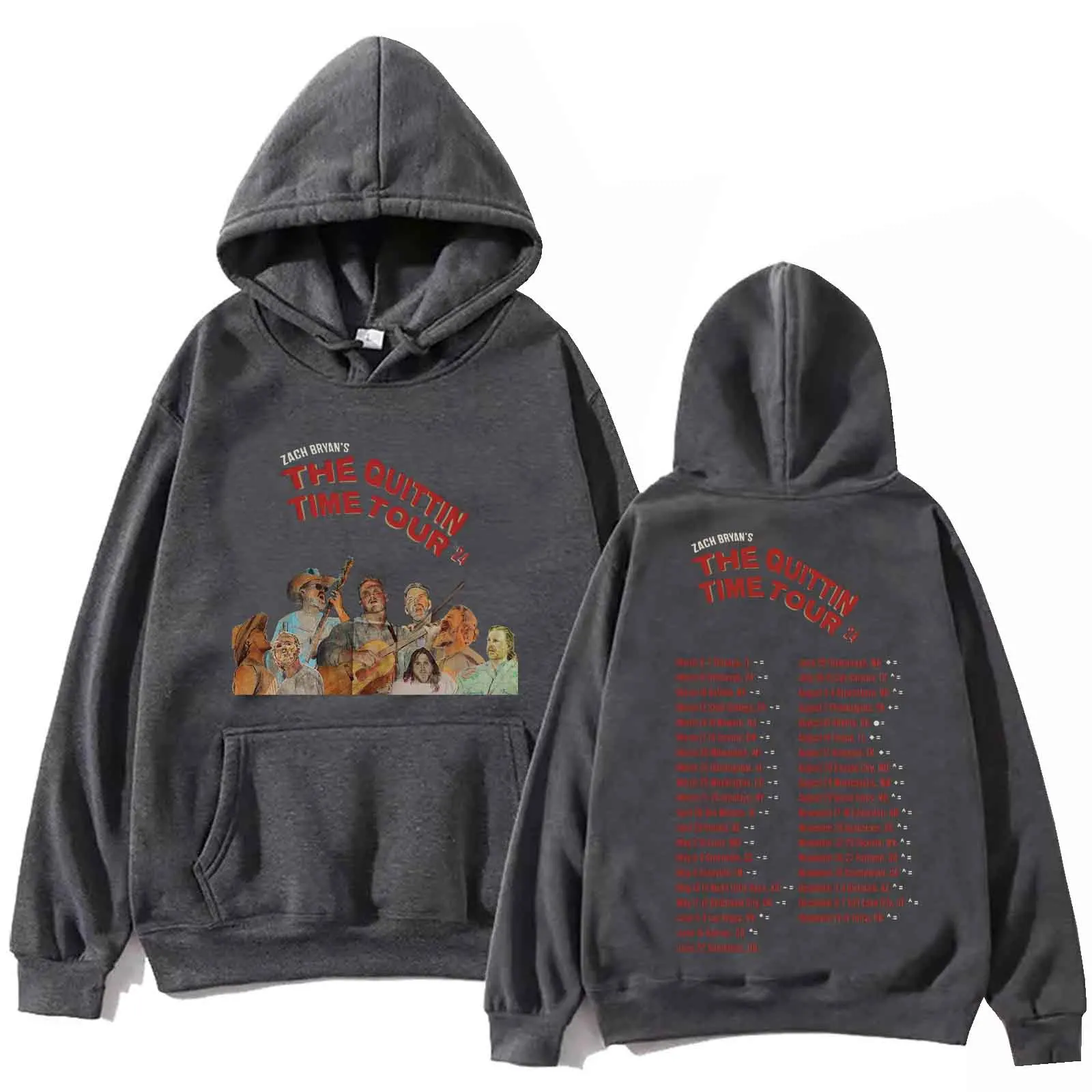 Zach Bryan The Quittin Time Tour 2024 Hoodie Tops Long Sleeve Regular Sweatshirt Music Fans Gift Spring Summer Casual