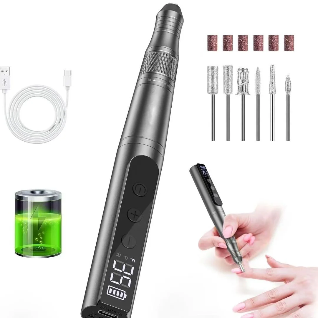 Portable Rechargeable Nail Grinder 35000RPM Electric Manicure Pedicure Mini Drill Machine