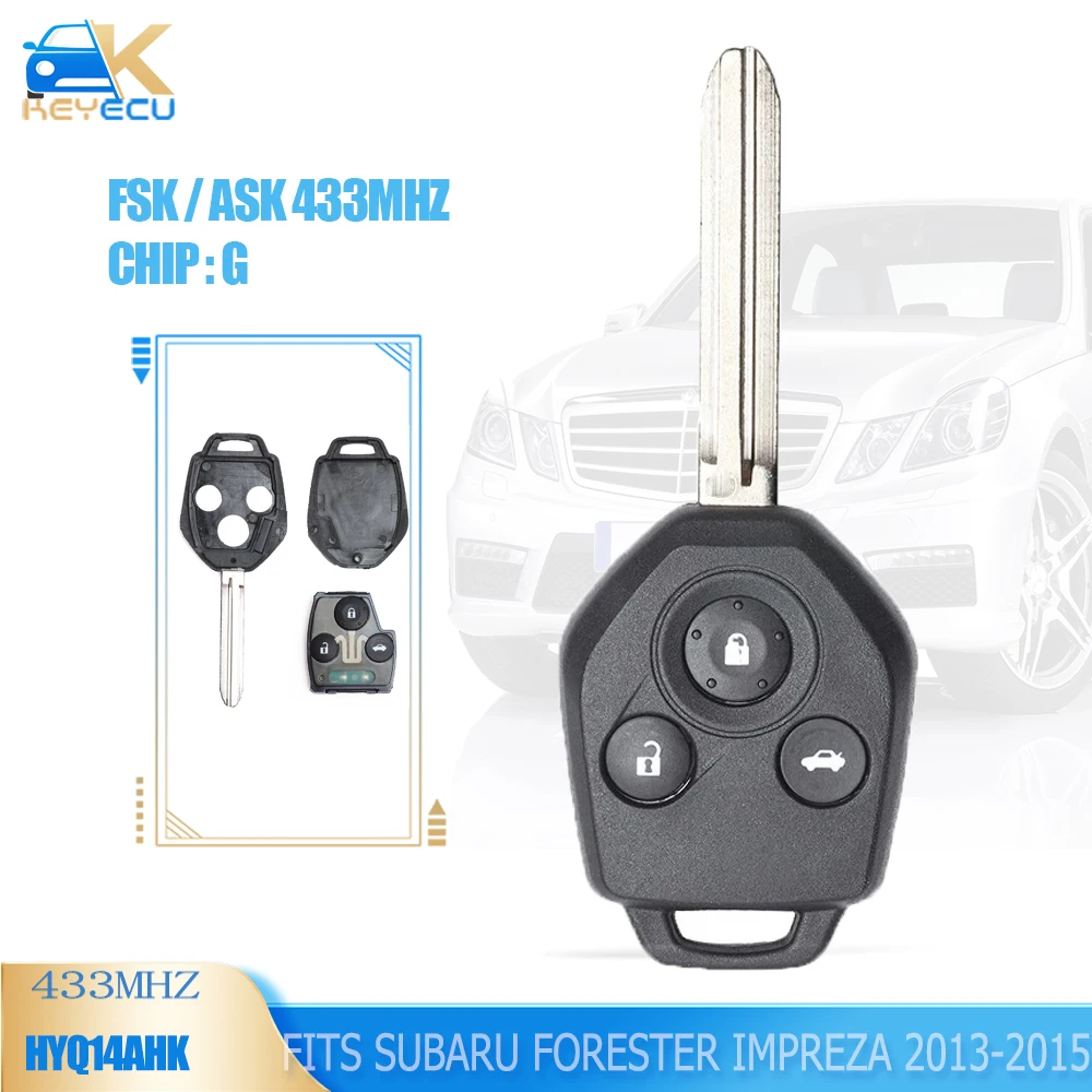 

KEYECU Remote key FSK / ASK 433MHz G Chip 3 Button for Subaru Forester Impreza Outback XV 2012 2013 2014 2015 2016