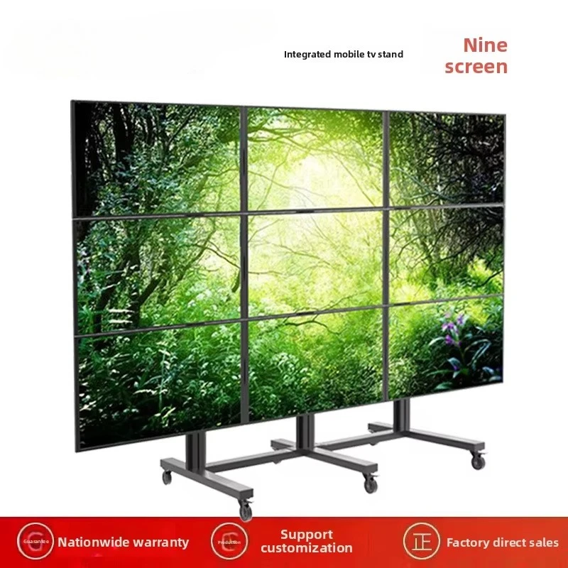 TV Connection Bracket 3X3 Splicing Screen Moving Casters Tilt Fine Tuning Multi Screen Display Metal Promotion
