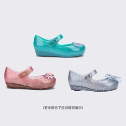 Mini Melissa New Children's Hollow Non-slip Sandals Girls Soft Sole Bow Sandal Baby Princess Crown Love Pearl Jelly Beach Shoes