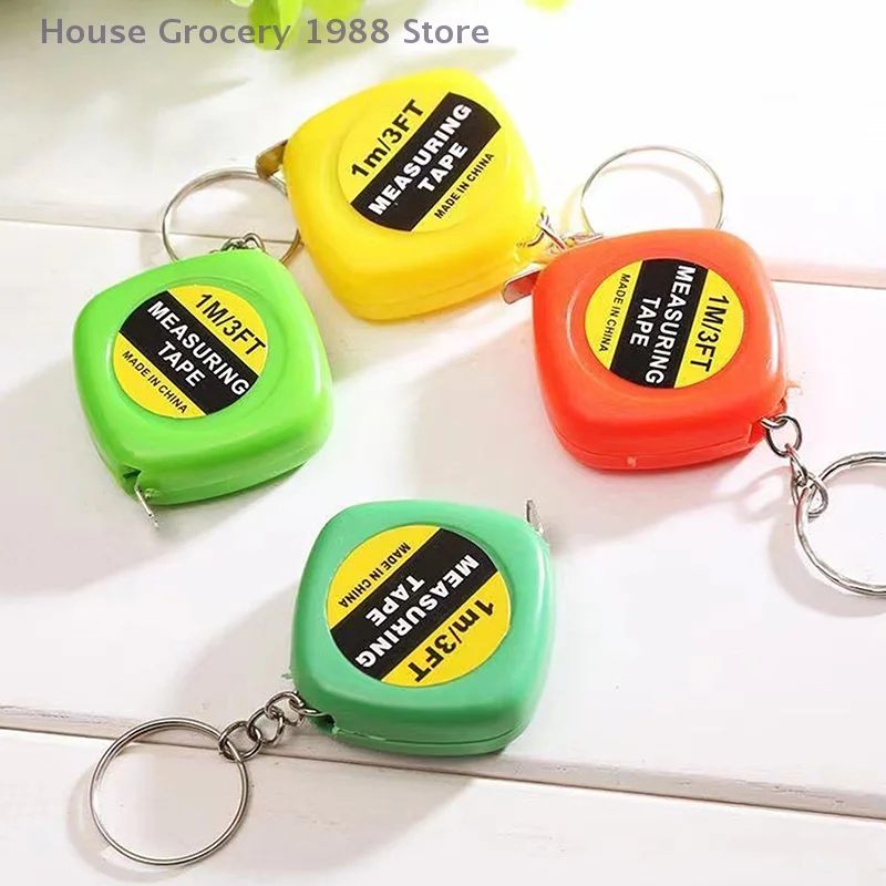 1 Piece 1 Meter Length Automatic Retractable Ruler Portable Mini Metal Tape Measure Square Multi-colour Ruler with Key Chain