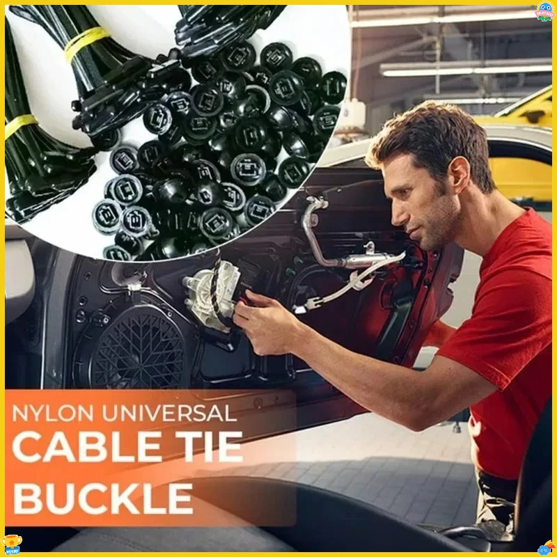 100 قطعة النايلون العالمي رباط للكابل مشبك الثقيلة الذاتي قفل البريدي العلاقات حامل مع دبوس السحابات جسم السيارة الأشعة فوق البنفسجية مقاومة Zipties