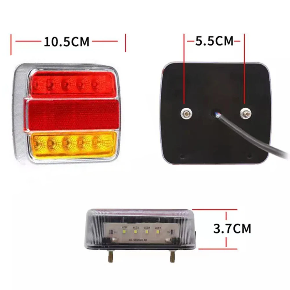 2 sztuki/zestaw 12V tylne światło holownicze 16 LED 10m kabel 7 pinów uniwersalny hamulec stop lampa tablicy rejestracyjnej wodoodporna — zdjęcie 3