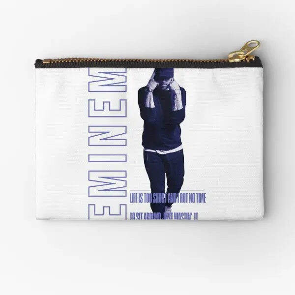 Eminem-Pochettes à fermeture éclair pour femmes et hommes, sac portefeuille, sous-vêtements cosmétiques, pièces de monnaie, emballage de chaussettes, stockage, pur, petite poche, clé, citations