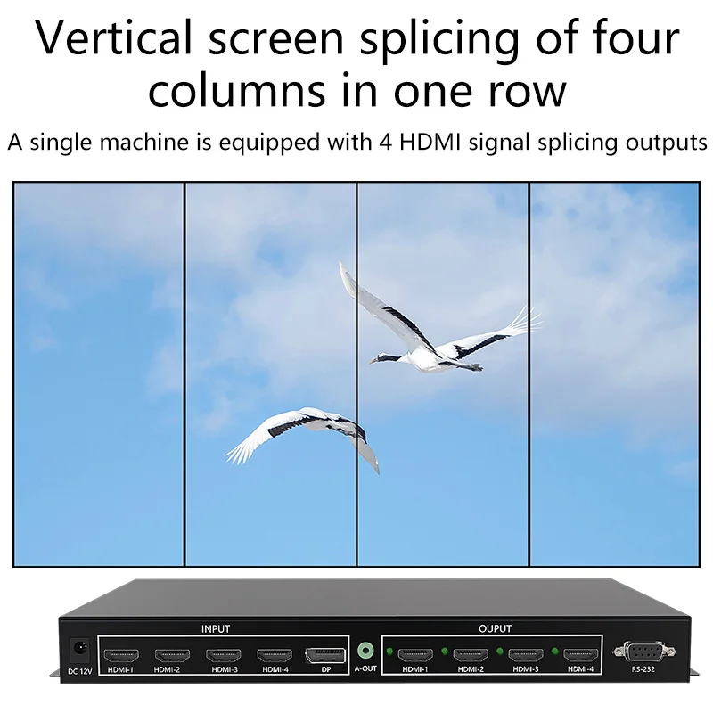 4 in 4 out Seamless Splicing Matrix Processor Switcher 4K60Hz HDMI Switcher Matrix 1x4 Vertical mode - Image 2
