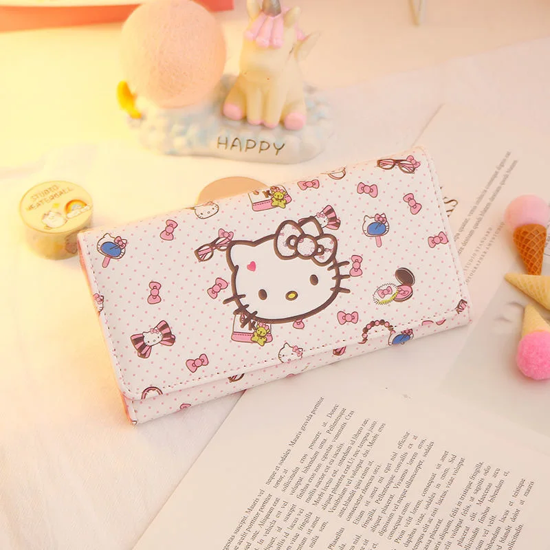 Hello Kitty Cartoon Girl Wallet Women's Portable Storage Handbag Cute Zipper Card Bag Long Phone Bag Student Exquisite Gift
