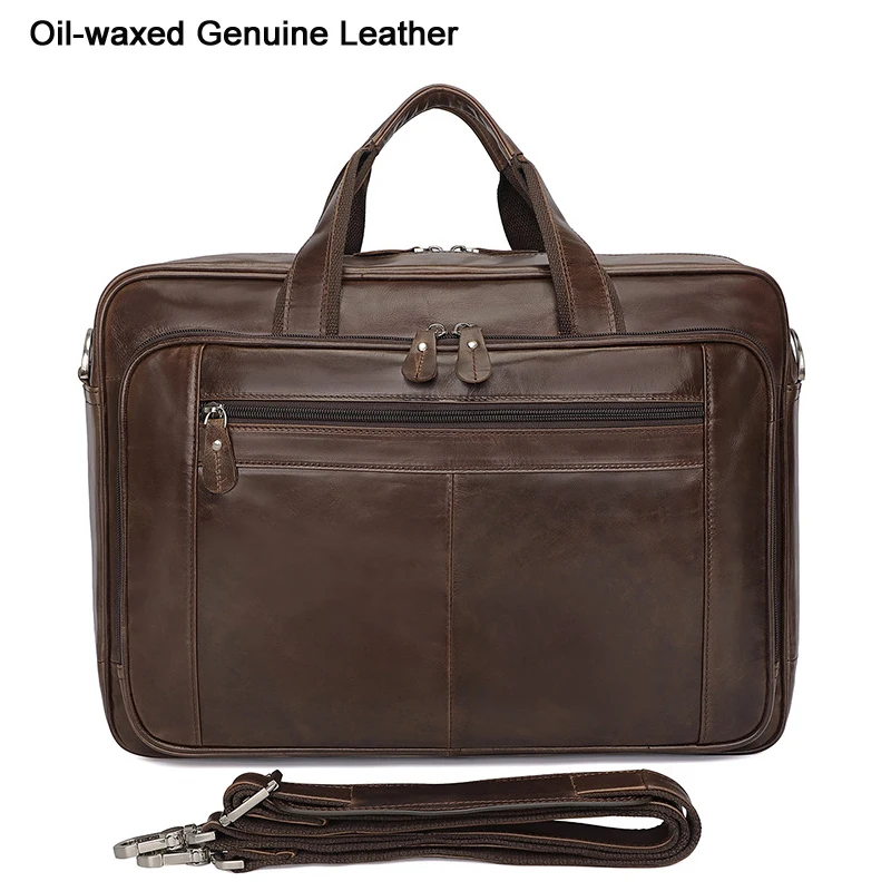 Hoge kwaliteit echt leer herenaktentas zakelijke tas Crazy Horse lederen grote 17" inch laptoptas mannelijke portfolio kantoortas