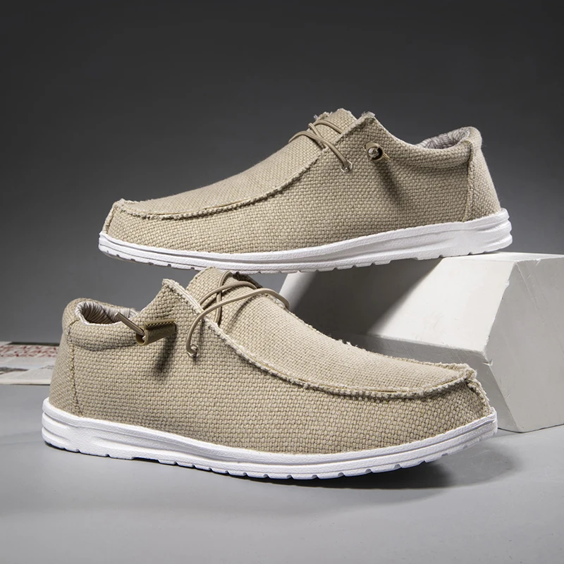 

Large Size Men's Casual Canvas Loafers, Lightweight Breathable Non-slip Design, Easy Slip-On Lazy Daily Shoes