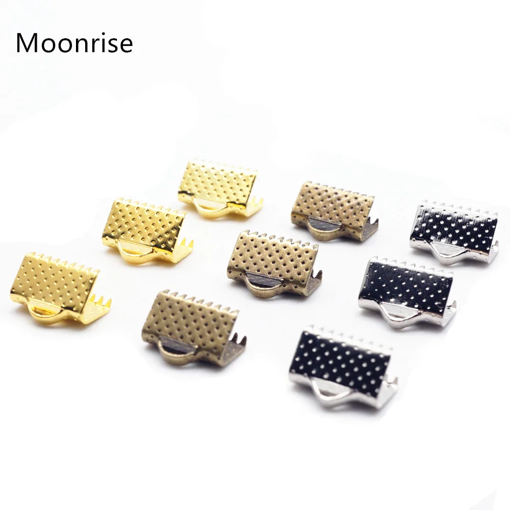 Cinta enchapada en oro de 50 piezas, tapas de extremo de engarce de collar, Clip de cinta, pulsera, cordón plegable, conectores de pulsera HK006