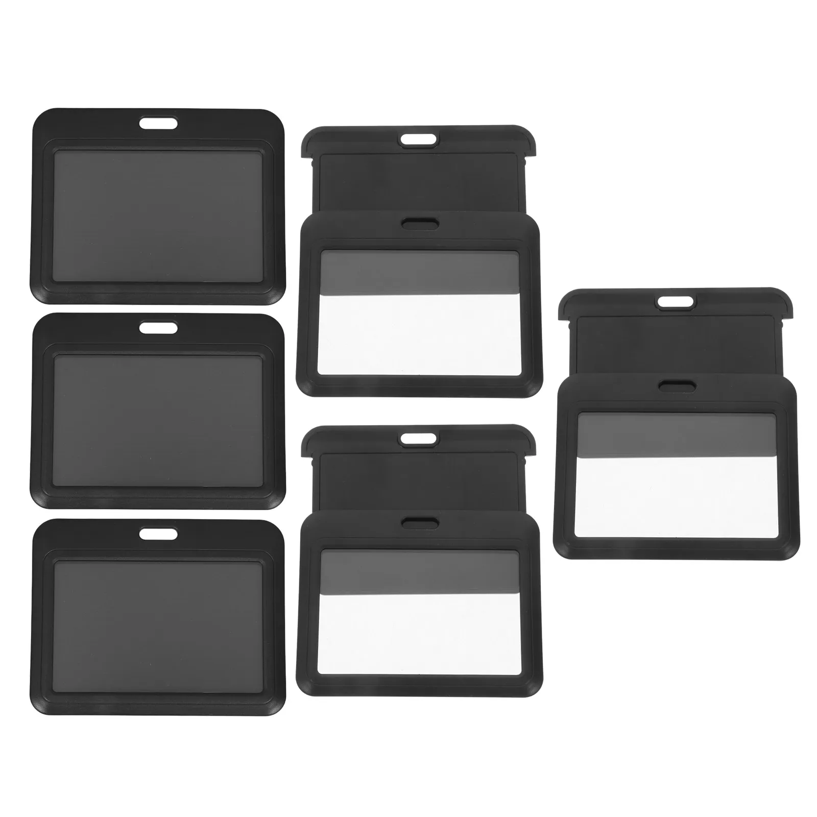 6Pcs Sliding Plastic Id Card Holder Transparent Window Badge Protector Easy Access Work Office Student Event Badge Display
