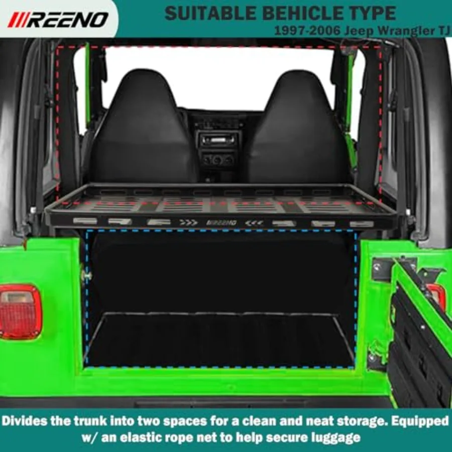 الثقيلة الخلفي حمولة حقيبة السيارة رف سلة ل 19972006 جيب رانجلر TJ دائم تخزين حامل الحقائب مع عدم وجود الحفر Installa #2