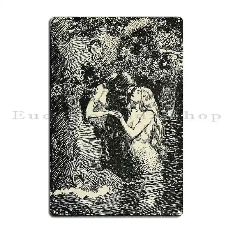 The Nymph Caught The Dryad In Her Arms Metal Sign Club Personalized Plaques Wall Decor Design Tin Sign Poster