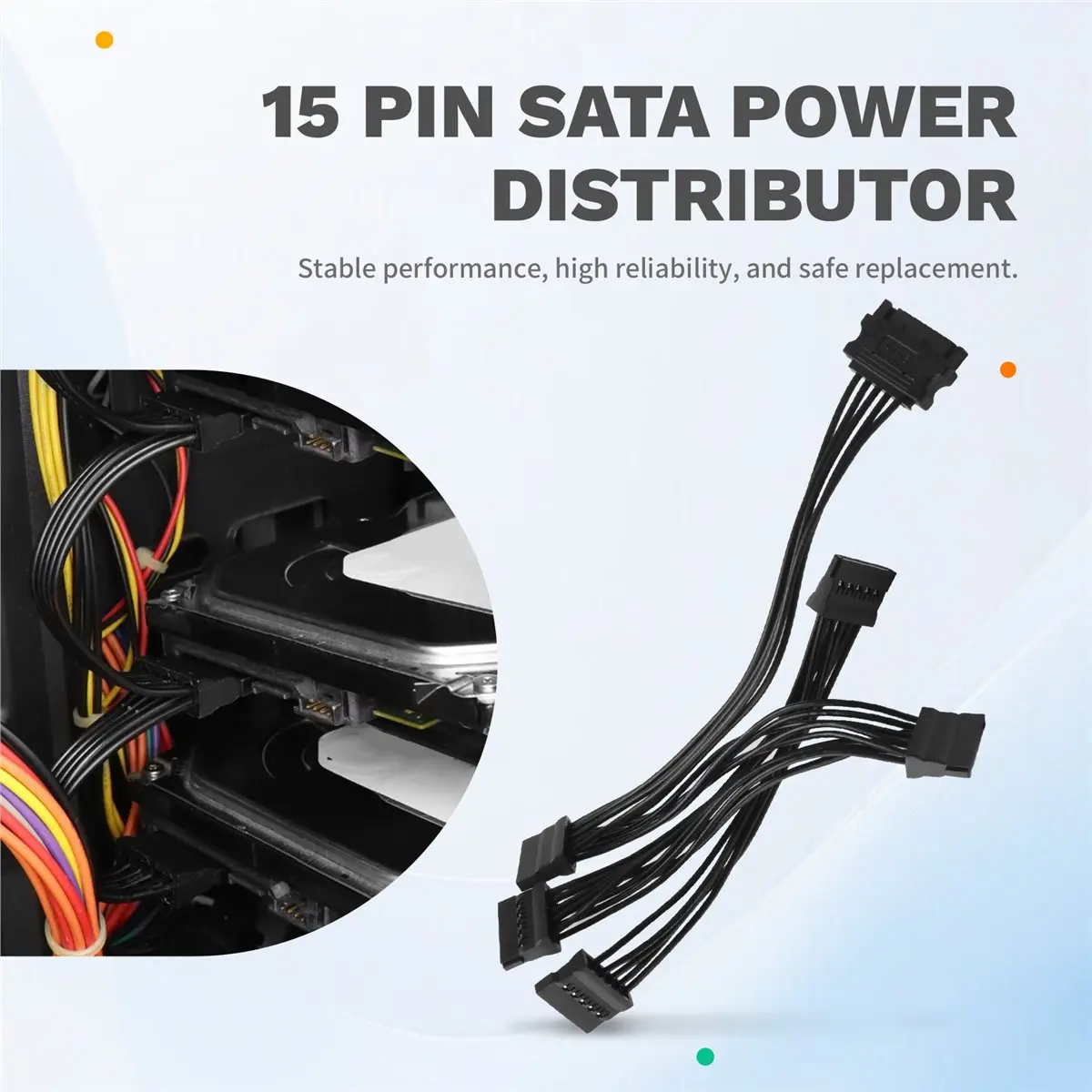 A14M 15 Pin Sata Power Splitter 1 To5 Hard Drive HDD SSD Power Supply Cable Cord Extension Cable Hard Disk Expansion Cable
