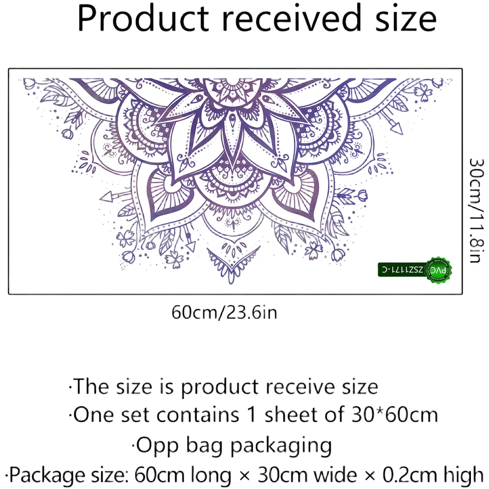 Lotus Mandala Wall Decal in PVC Material Lightweight and Removable for Flexible and Stylish Home Decoration on Smooth Surfaces