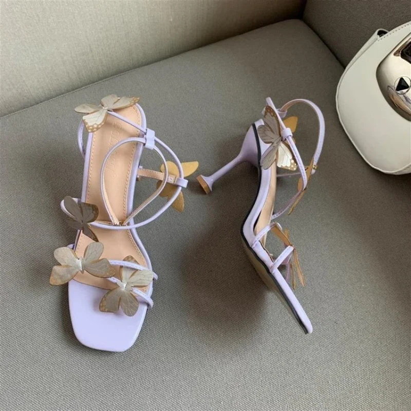 

Shoes for Women Summer Women's Sandals Fashion Versatile Female Shoes Butterfly Slim Heel Pumps High Heels Buckle Women Shoes