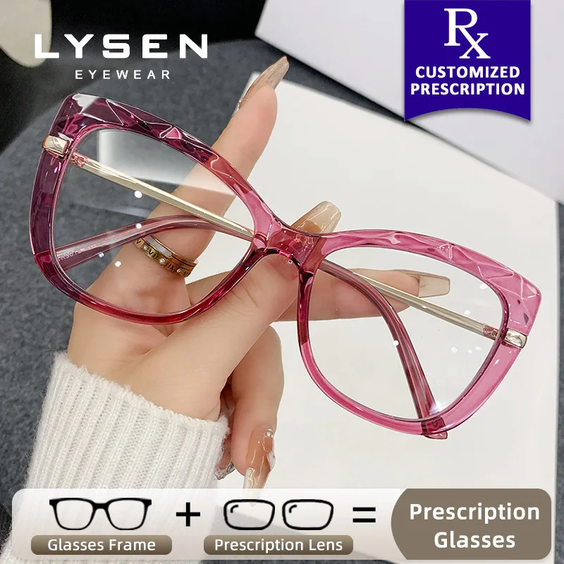 

LYSEN New Designed Butterfly Lady Photochromic Glasses for Myopia with Prescription Lenses Anti Blue Light Reading Eyeglasses
