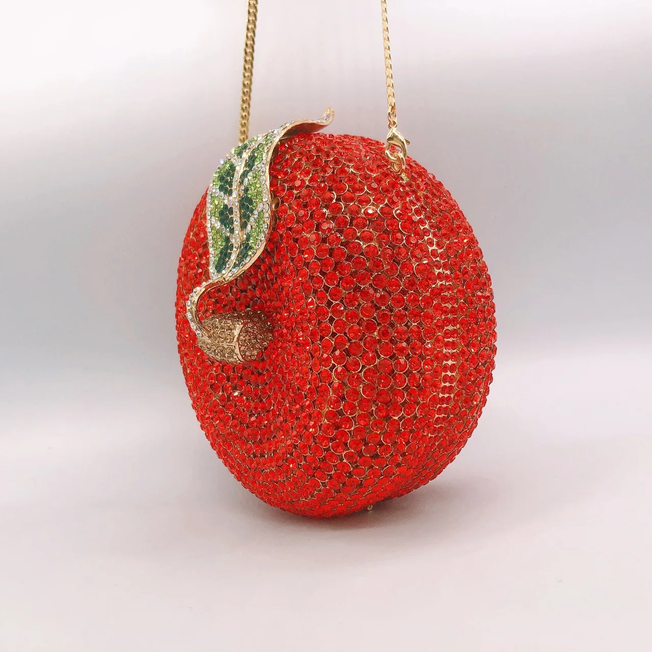 Special Apple Shape Diamonds Evening Purse Female Crystal Wedding Party Gift Clutch Mini Wallet Elegant Red Pink Handbags