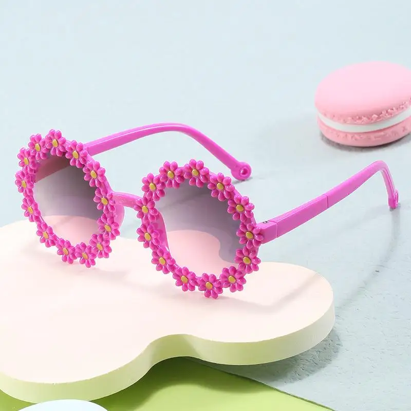 Funny Ocean Lens Children's Round Flower Sunglasses UV 400 Protection Flowers Sun Shades for Kids Girls Daisy Eyewear