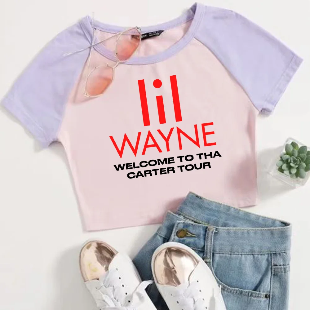 Lil Wayne Tour Crop Tops T-Shirt Women Girls Fashion O-Neck Short Sleeves Fans Gift Tops