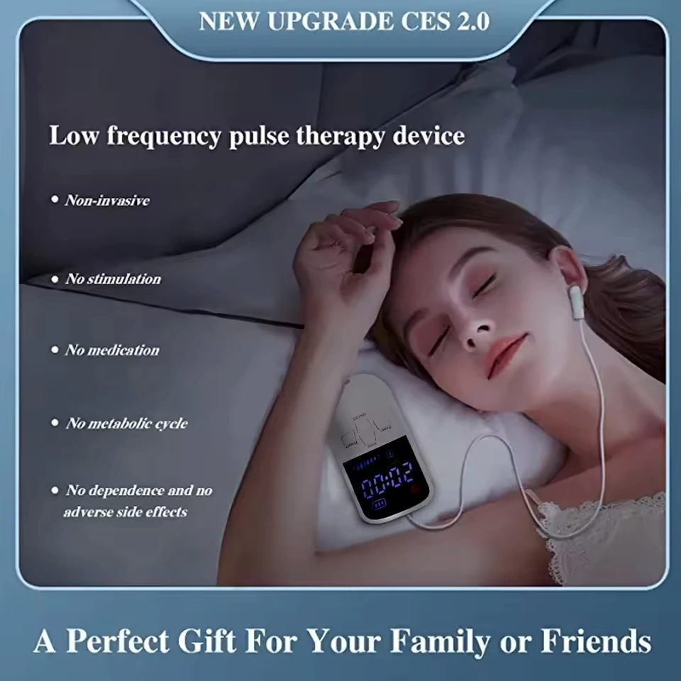 CES Cranial Electrotherapy Stimulator Sleep Aid Device Relieve Insomnia Help Sleep Night Anxiety Therapy Relaxatio Pressure