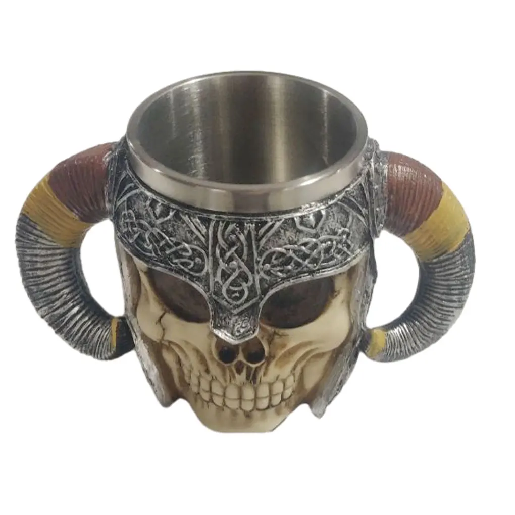 Skeleton Travel Mug Stainless Steel Vintage Metal Viking Beer Mugs Cafe Bones Drinkware Tankard Gifts as Home Decor