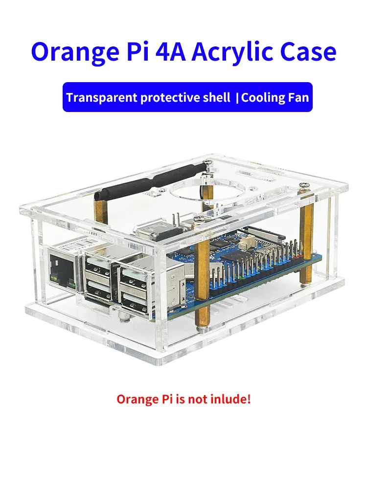 

Акриловый чехол для макетной платы Orange Pi 4A, прозрачный защитный корпус с охлаждающим вентилятором, радиаторами для OrangePi 4A