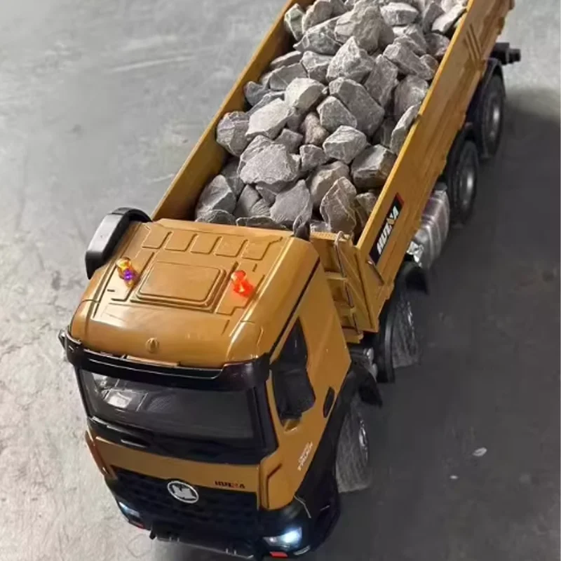 

Rc Series Huina 573 Semi Alloy Heavy-Duty Transport Eight Wheel Dump Truck With Sound And Light Remote Control Engineering Gift