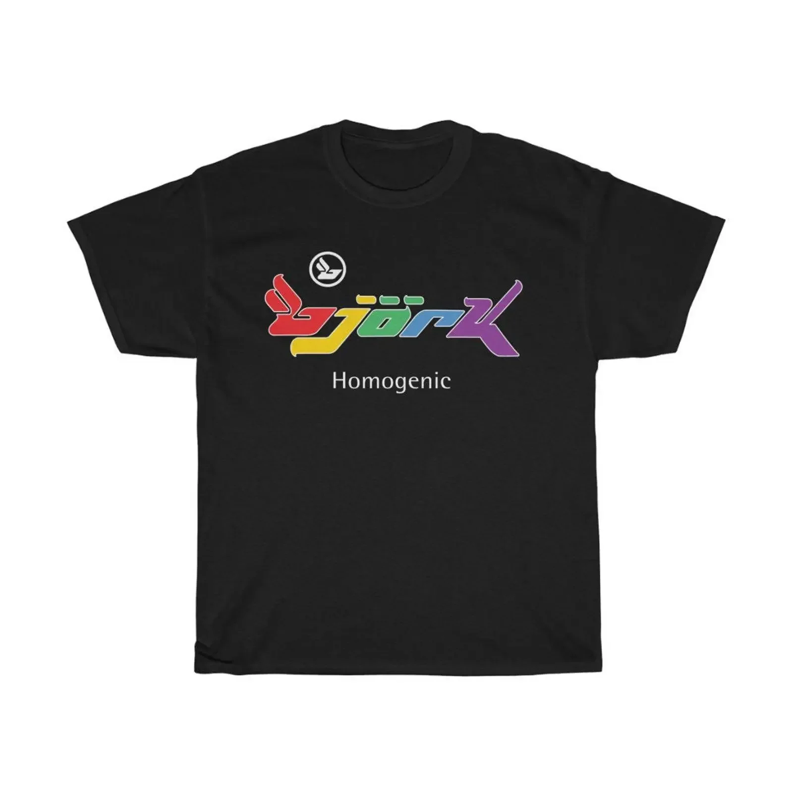 Bjork Homogenic Rainbow Logo T shirt vintage Washed Stylish streetwear Top For Everyday Wear graphic homme designer clothes