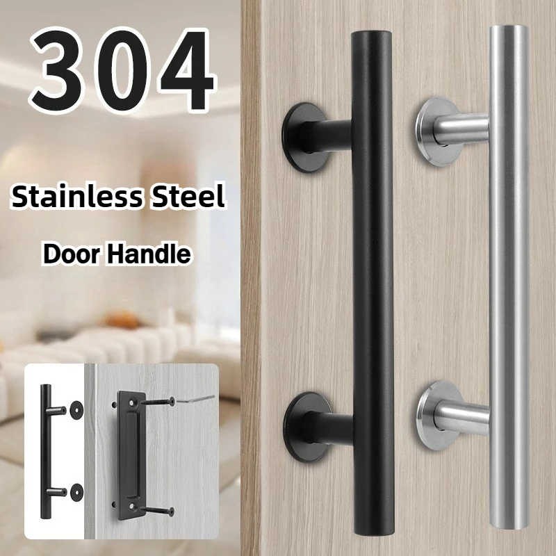 American Style Stainless Steel Barn Door Handle Double-Sided Pull for Wood Glass Sliding Main Simple Wood Door Handles