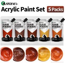 Marie's 5 Colors Acrylic Paint Sets, Brown Color for Models,Craft,DIY,Rock,Glass,Painting,Canvas,Eggs,Gift for Adults,Artists