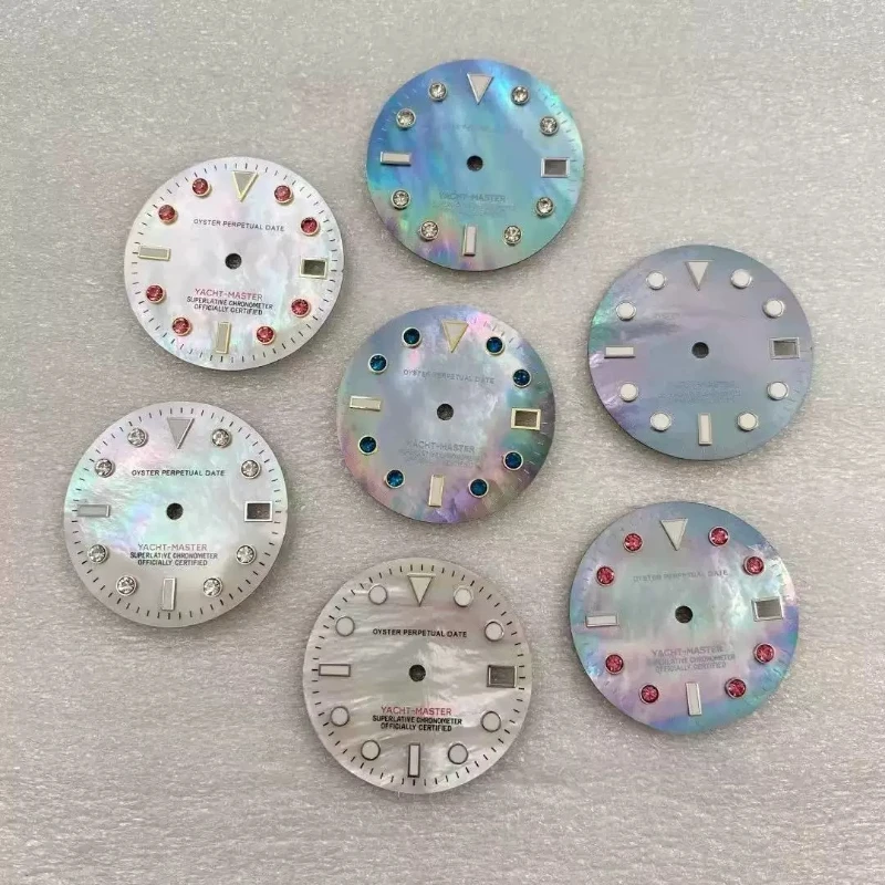 

Customized NH35 Dial Printed with Colored Diamond Nails Fritillary Dial Diameter 28.5mm Dial Fits NH35 Movement
