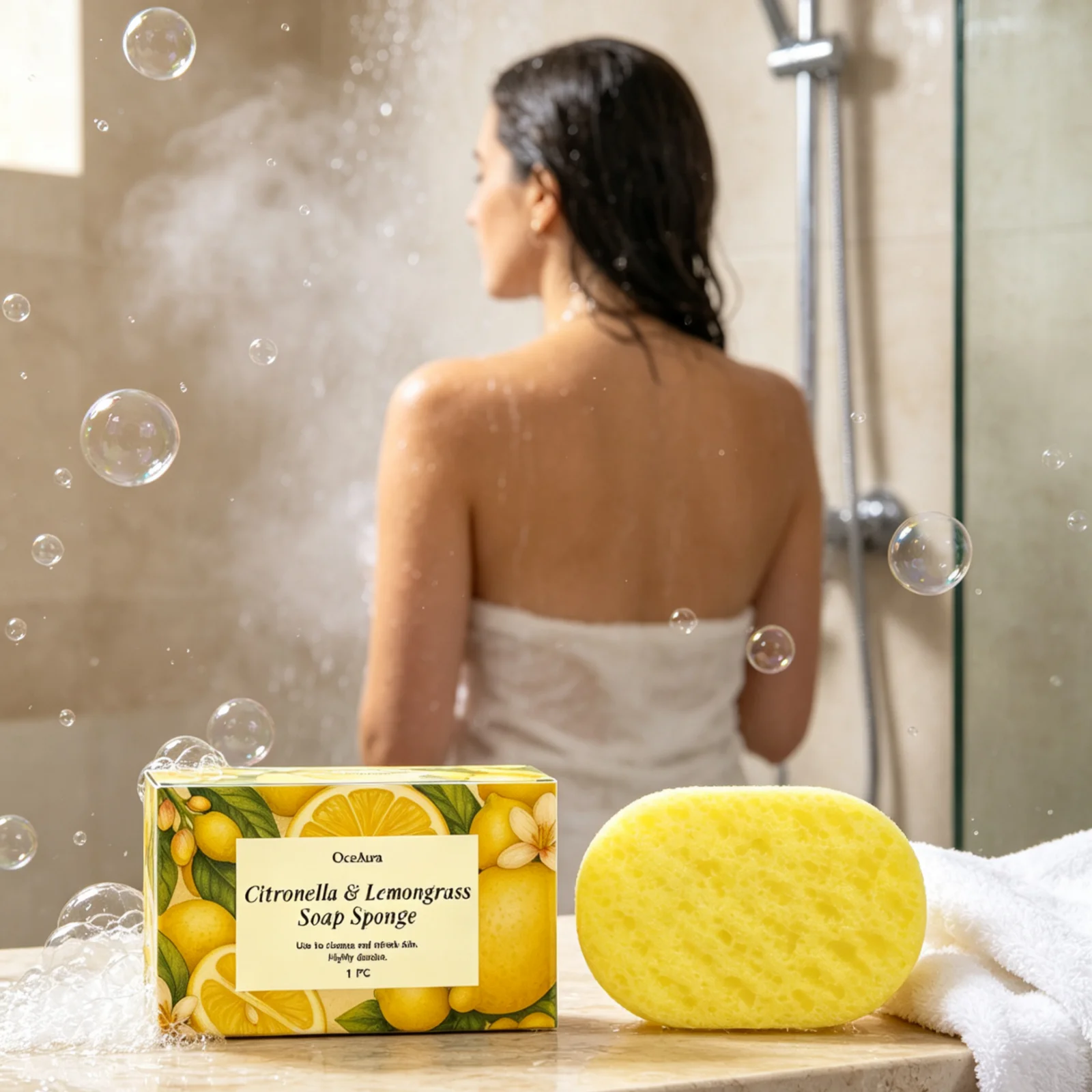 OceAura Body Scrub Sponge Deep Cleansing Remove Dead Skin Renewal Oil Control Gentle Exfoliation Skin Refreshing Shower Sponge