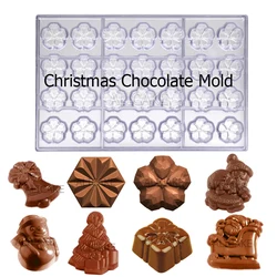 Christmas Polycarbonate Chocolate Molds for Santa Claus Bells Gift Mould Bonbons Bakery Confectionery Baking Pastry Tools