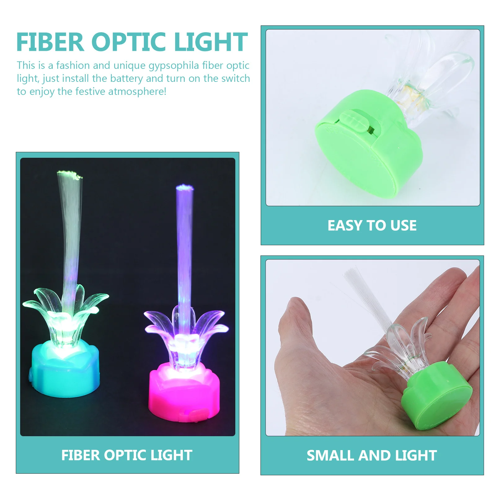 

12Pcs Glowing Rose Lamp Multicolor LED Fiber Optic Light for Christmas Wedding Party Home Decor Color Changing Gypsophila Light