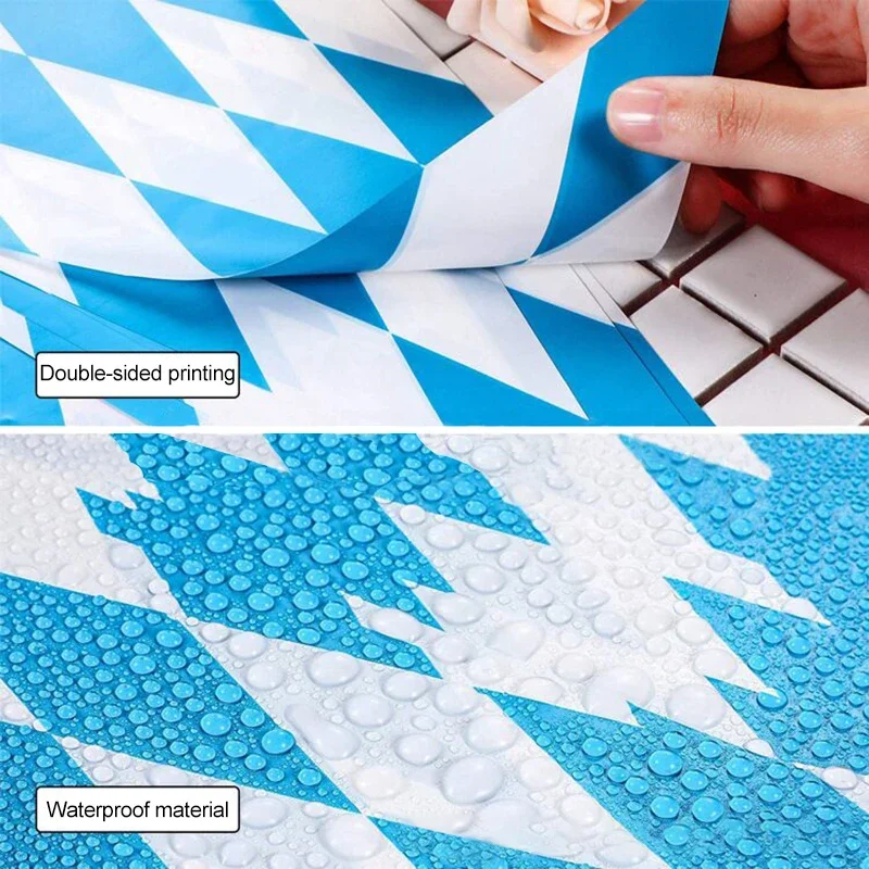 10 Meter blau weiß Gitter Kunststoff Banner Flagge Deutsch Bier Festival Wimpel für Bar Oktoberfest Themen Party Dekorationen – Detail 5