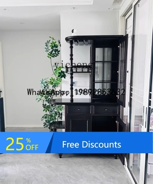 BB American Style Solid Wood Entryway Partition Living Room Shoe Cabinet Double-Sided Small Apartment Retro