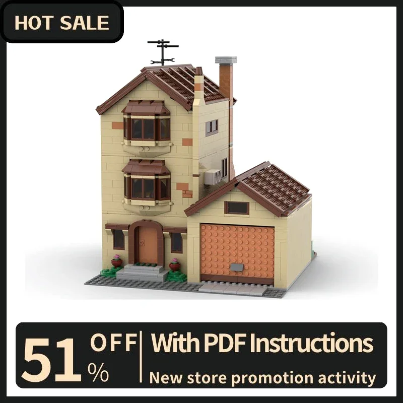 New 2036Pcs Famous Cartoon View Moc Simpsoned House Modular House Model Custom Puzzles Diy Creative Ideas Toys Birthday Gifts