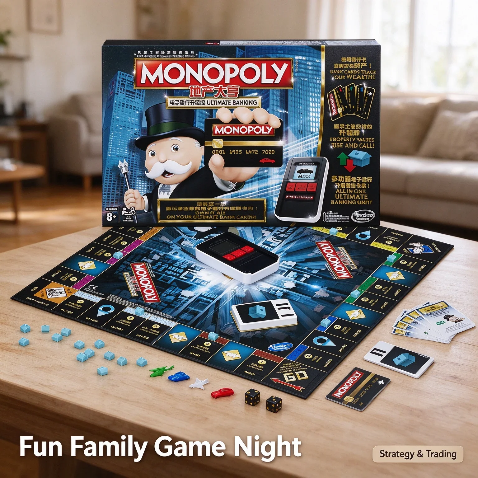Hasbro Monopoly Ultimate Banking Board Game Property Trading Party Strategy Multiplayer Interactive Family Collectible Gift