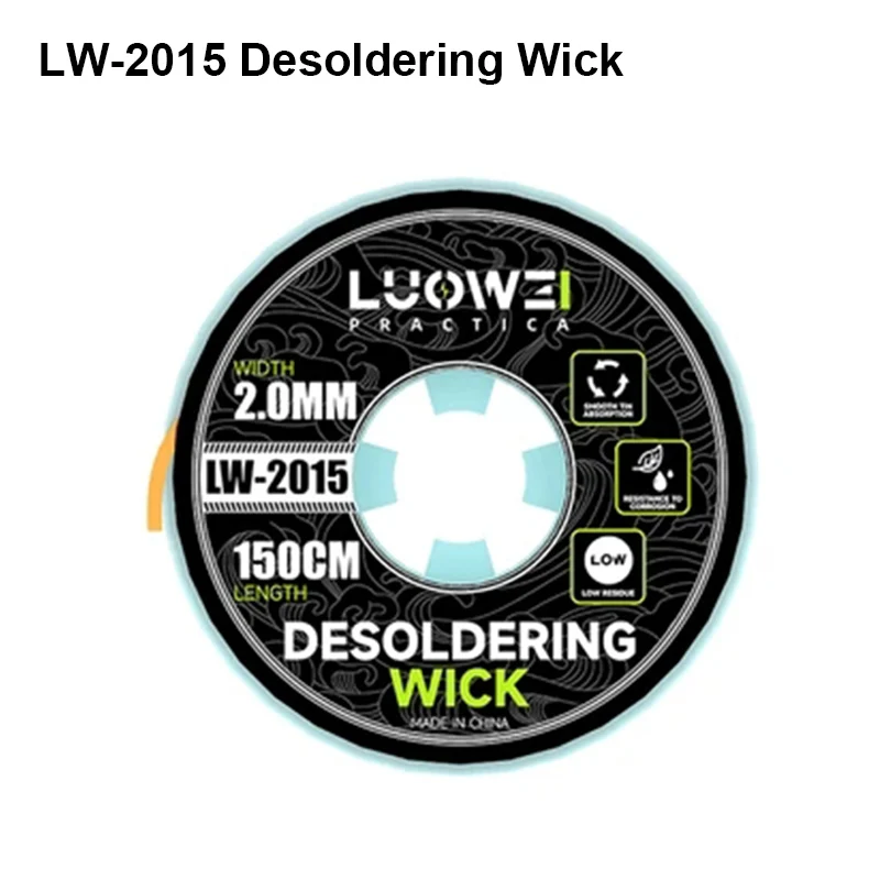 LUOWEI LW-2015 Strong Tin Absorbing Wire 2.0mm x 1.5m Motherboard Solder Pad Cleaning Solder Strip Desoldering Wick