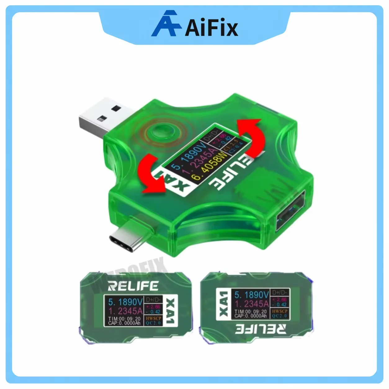 Relife XA1 2 in 1 USB C Charger Tester Multifunction Current Voltage Detector PD QC2.0 QC3.0 for Mobile Phone Test Measure