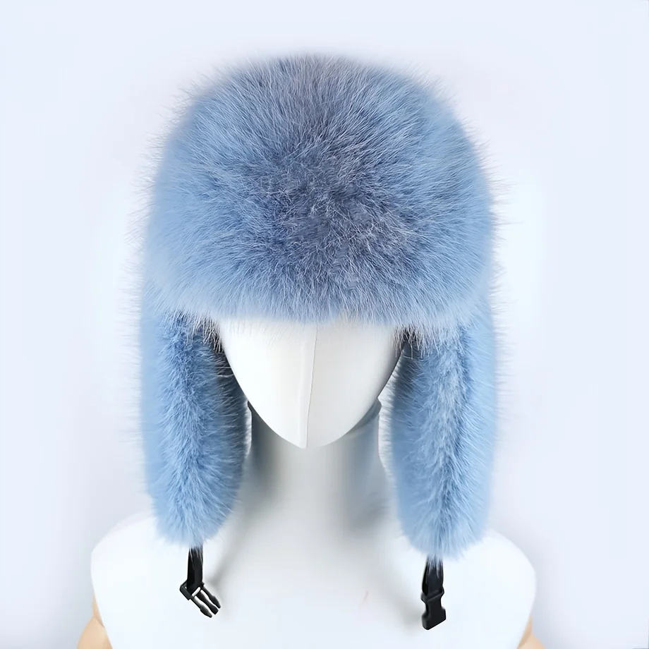 Vintage Faux Fur Ushanka - Warm Ear Flap Hat for Skiing, Hiking & Daily Use. Durable & Classic Style with Hook-and-Loop Closure.