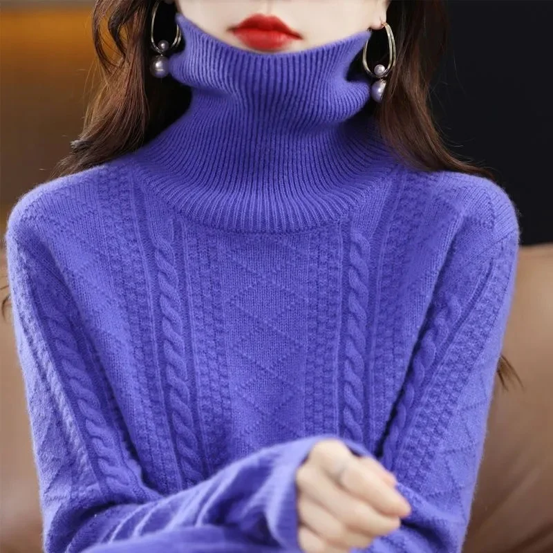 

Women Turtleneck Sweater Pullover Autumn Winter Long Sleeve Sweater Cashmere Knitted Jumper Korean Female Tops Bottoming Shirt