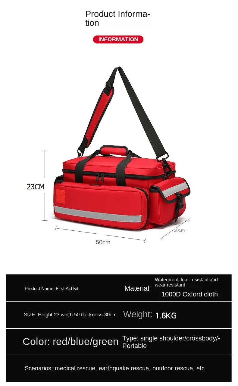 New 3-Color Waterproof Outdoor Multifunctional Travel First Aid Kit With Multiple Pockets Oxford Cloth Portable Reflective Bag