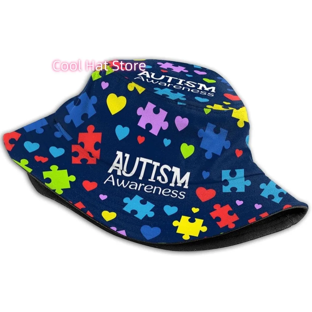Autism Bucket Hats Autism Awareness Fishman Hat Summer Travel Fashion Beach Sun Hat Outdoor Fisherman Cap