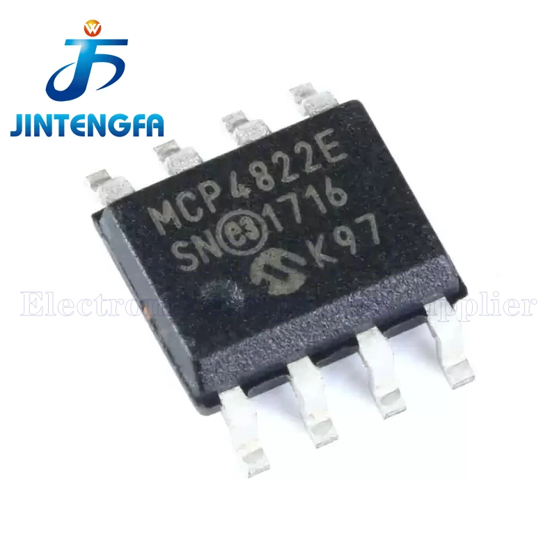 5PCS MCP4822 MCP4822E MCP4822-E/SN MCP4822T-E/SN SOIC-8 Digital to Analog Converters - DAC Dual 12-bit DAC SMD IC