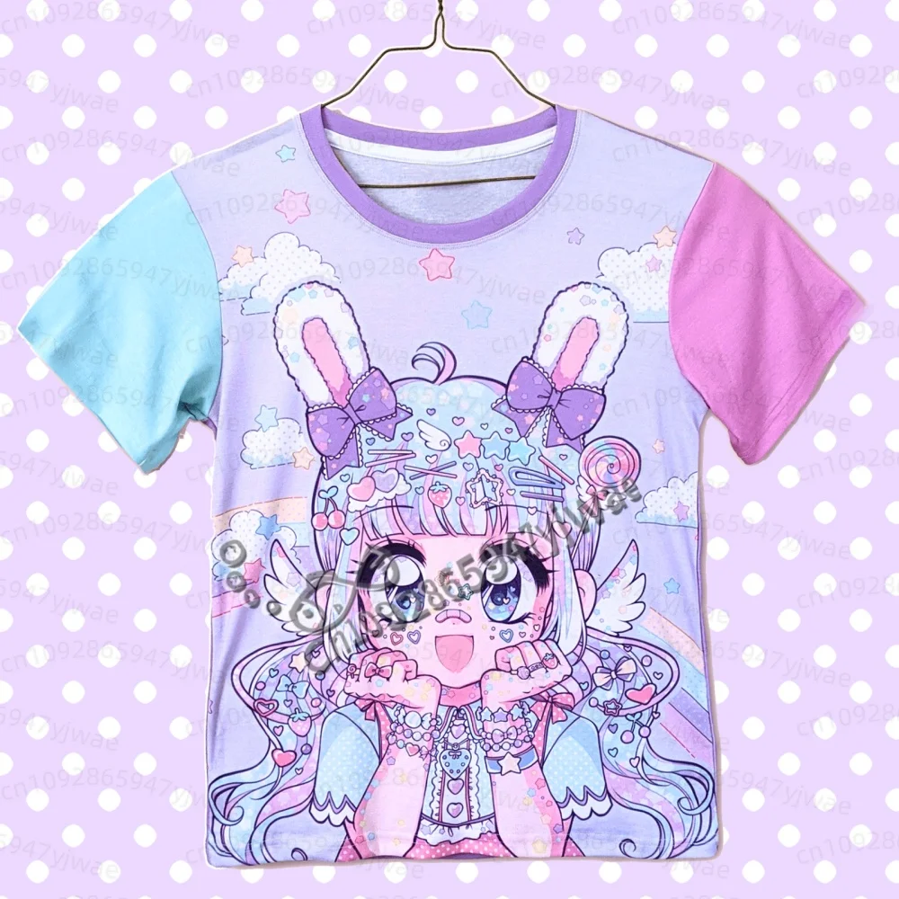 2026 Fashionable Girl Trendy Harajuku Style T-Shirt Family Match Loose Large Breathable Short Sleeve Kids Role Playing T-Shirt