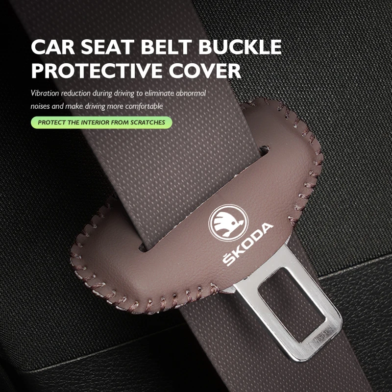 

Anti-Scratch Seat Belt Buckle Protector PU Leather Cover For Skoda Octavia A5 A7 RS Fabia Superb Rapid Karoq