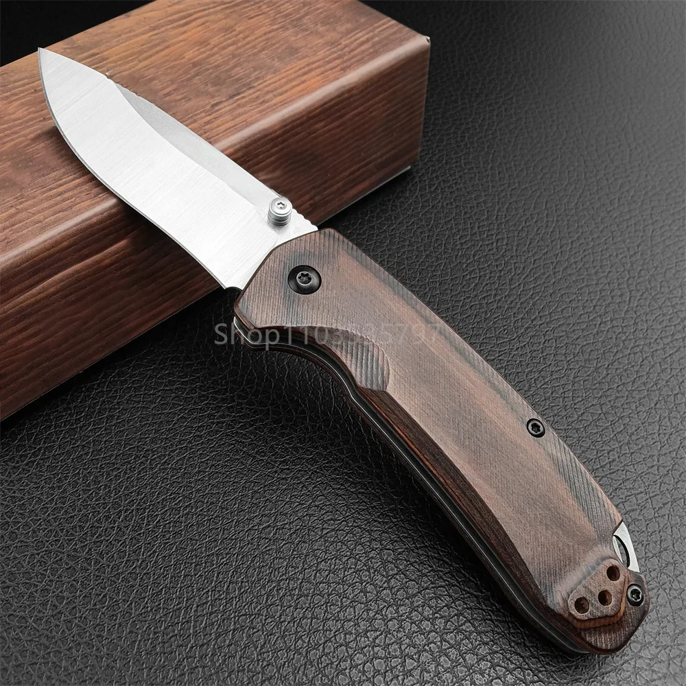 

BM 15031 S30V Blade Folding Knife Stabilized Wood Handle Self Defense Hunting Fishing EDC Tools with Pocket Clip, Gift for Men